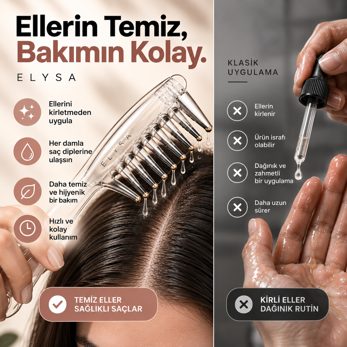 Elysa ile uygulama ve klasik damlalıkla uygulamanın karşılaştırması
